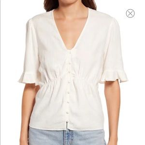 NWT Madewell Journal Linen Blend Keyhole Sleeve Top